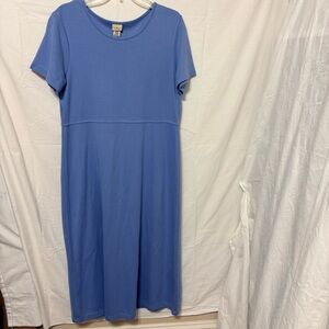 L.L.Bean light blue short-sleeve maxi dress.